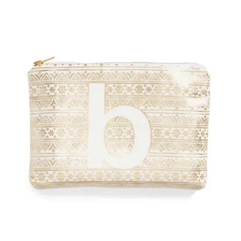 🎁 🛍3/$30🛍  Levtex Monogram Zip Pouch - Metallic